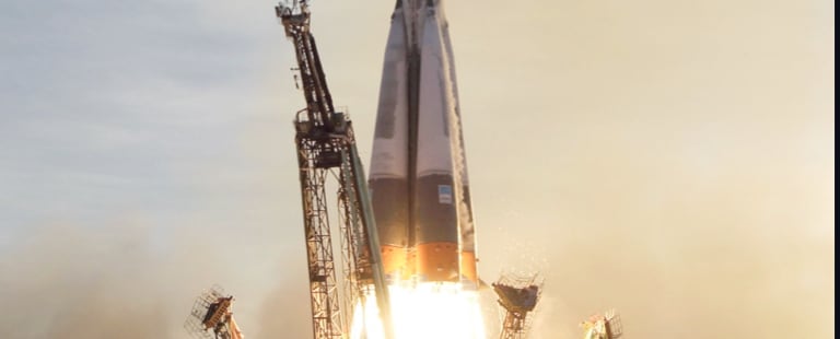 Carrier rocket taking off from platform