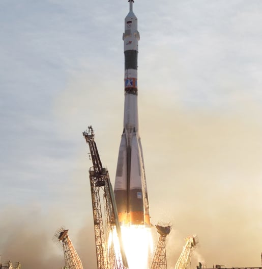 Carrier rocket taking off from platform