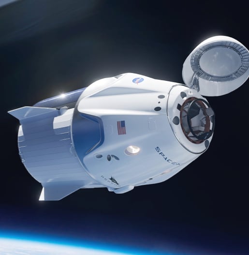 Detached space capsule in outer space